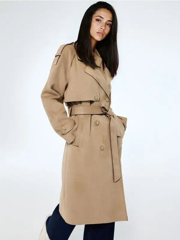 Mohito Mohito - Тренчкот с двуредово закопчаване - бежово