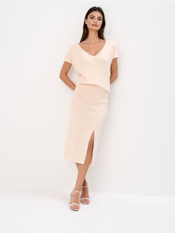 Mohito Mohito - Трикотажна миди пола - бежово