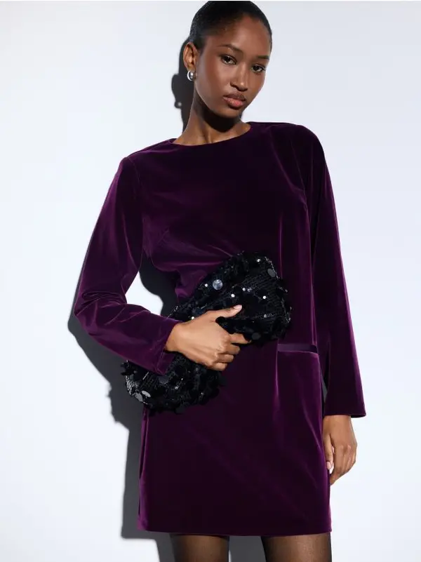 Mohito Mohito - Велурена мини рокля - кестеняво