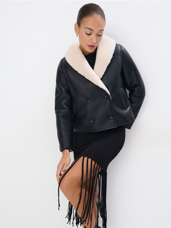 Mohito Mohito - Яке с пухена яка - черен