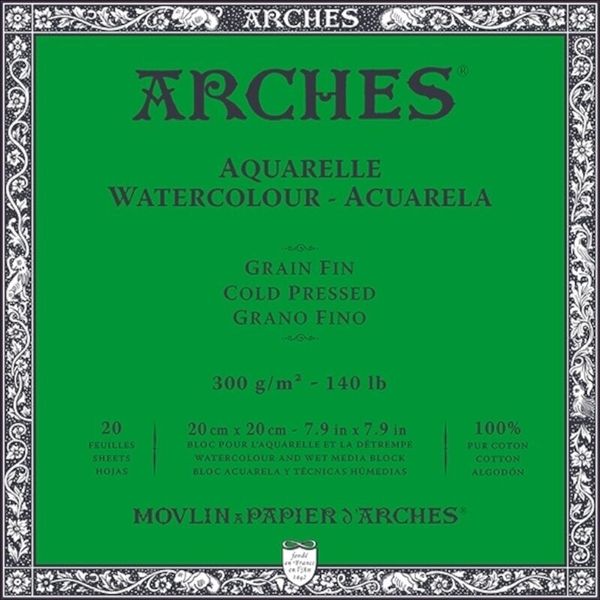 Arches Arches Watercolour Cold Pressed Block Natural White Скицник 20 x 20 cm 300 g
