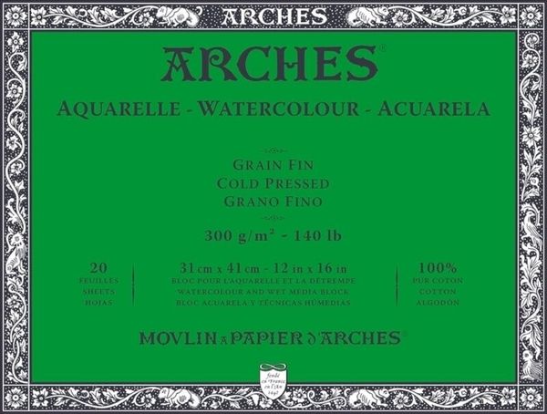 Arches Arches Watercolour Cold Pressed Block Natural White Скицник 41 x 31 cm 300 g
