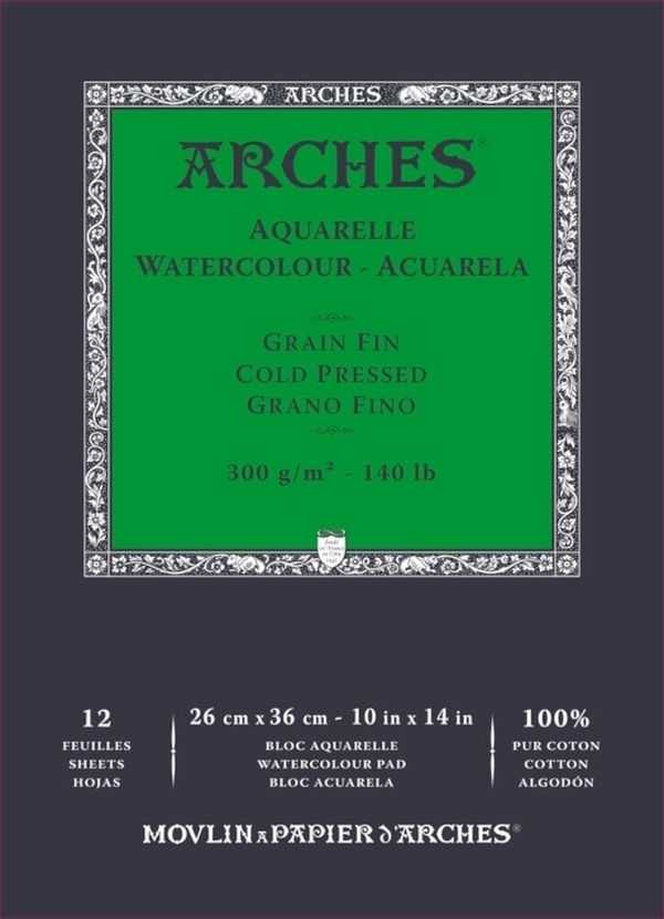 Arches Arches Watercolour Cold Pressed Pad Natural White Скицник 36 x 26 cm 300 g