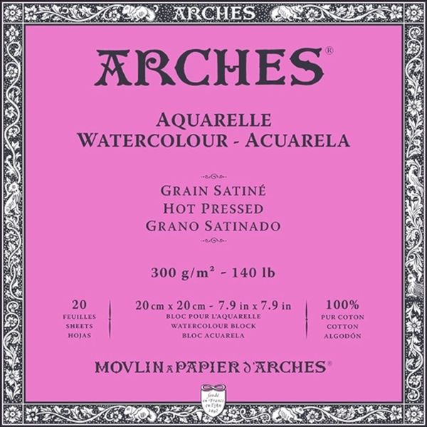 Arches Arches Watercolour Hot Pressed Block Natural White Скицник 20 x 20 cm 300 g