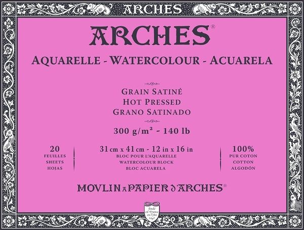 Arches Arches Watercolour Hot Pressed Block Natural White Скицник 41 x 31 cm 300 g
