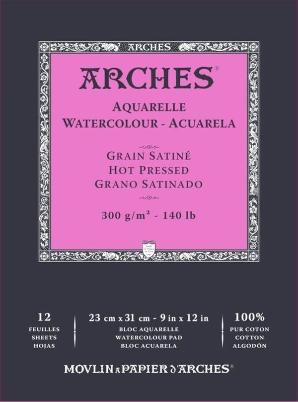 Arches Arches Watercolour Hot Pressed Pad Natural White Скицник 31 x 23 cm 300 g