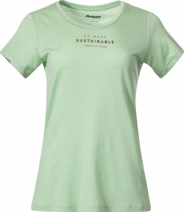 Bergans Bergans Graphic Wool Tee Women Light Jade Green/Chianti Red S Тениска