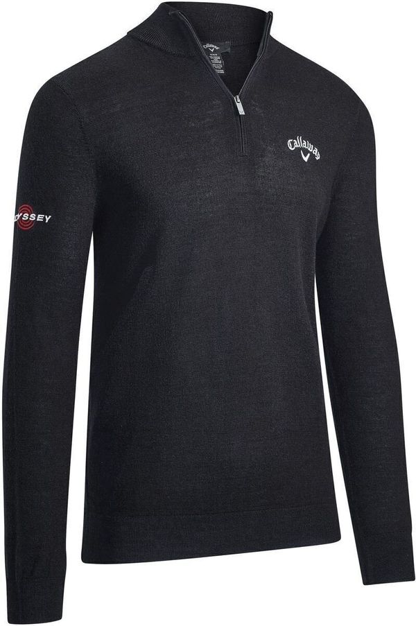 Callaway Callaway 1/4 Blended Mens Merino Sweater Black Ink XL