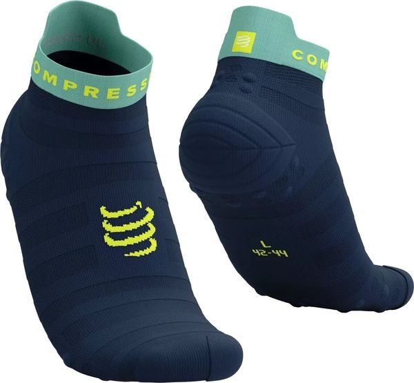 Compressport Compressport Pro Racing Socks V4.0 Ultralight Run Low Dress Blues/Eggshell Blue/Green Sheen T2 Чорапи за бягане