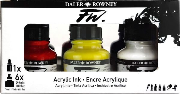 Daler Rowney Daler Rowney FW Cardboard Box Starter Set Комплект акрилни мастила 6 x 29,5 ml