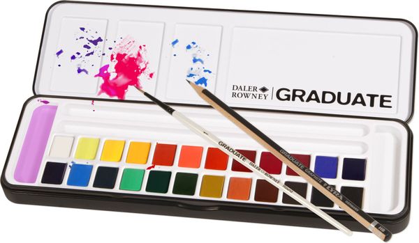 Daler Rowney Daler Rowney Graduate Комплект акварелни бои  Student Set 24 Colours With Brush And Pencill