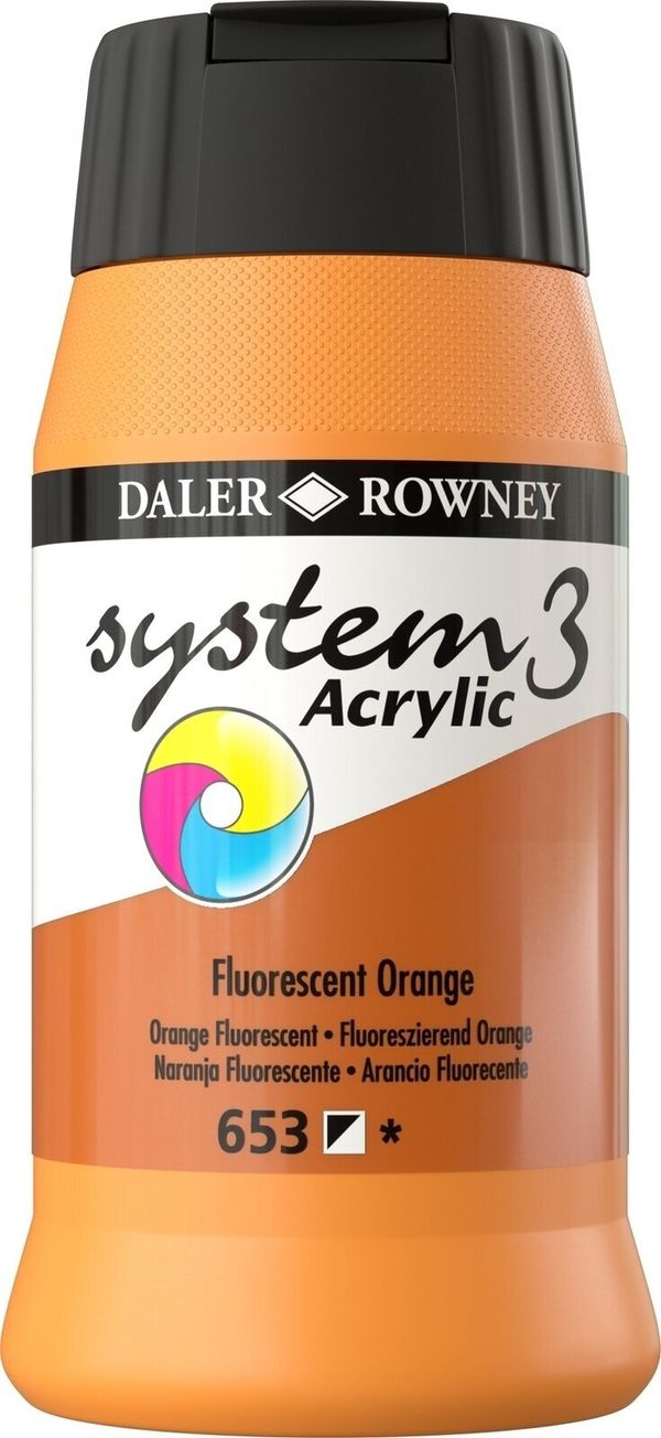 Daler Rowney Daler Rowney System3 АКРИЛНА боя Fluorescent Orange 500 ml 1 бр