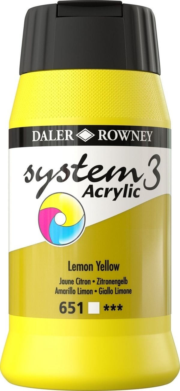 Daler Rowney Daler Rowney System3 АКРИЛНА боя Lemon Yellow 500 ml 1 бр