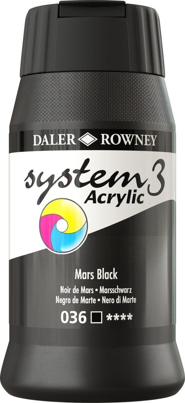 Daler Rowney Daler Rowney System3 АКРИЛНА боя Mars Black 500 ml 1 бр