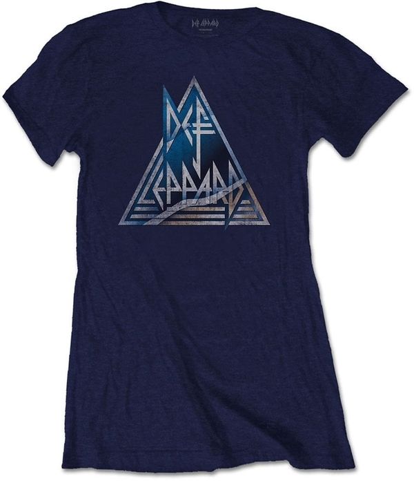 Def Leppard Def Leppard Риза Triangle Logo Womens Navy Blue XL
