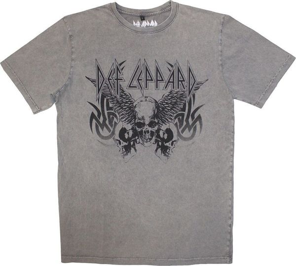 Def Leppard Def Leppard Риза Tribal Skull Stone Wash Unisex Grey 2XL