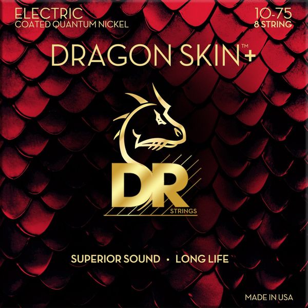DR Strings DR Strings Dragon Skin+ Coated 8 string Medium 10-75 Струни за електрическа китара