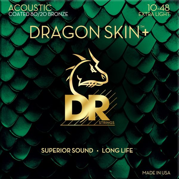 DR Strings DR Strings Dragon Skin+ Coated 80/20 Extra Light 10-48 Струни за акустична китара
