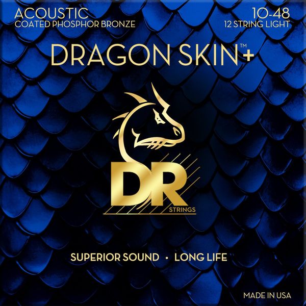 DR Strings DR Strings Dragon Skin+ Coated Phosphor Bronze 12-String Light 10-48 Струни за акустична китара