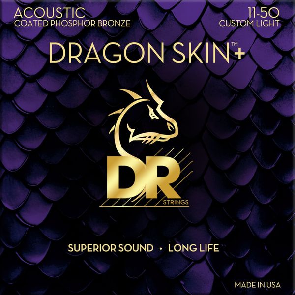 DR Strings DR Strings Dragon Skin+ Coated Phosphor Bronze Custom Light 11-50 Струни за акустична китара