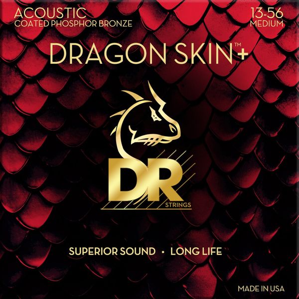 DR Strings DR Strings Dragon Skin+ Coated Phospore Bronze Medium 13-56 Струни за акустична китара
