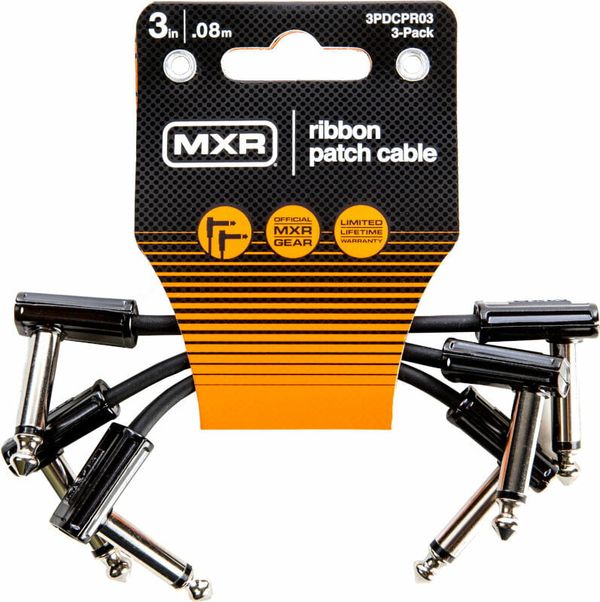 Dunlop MXR Dunlop MXR 3PDCPR03 Ribbon Patch Cable 3 Pack Черeн 8 cm Ъглов - Ъглов