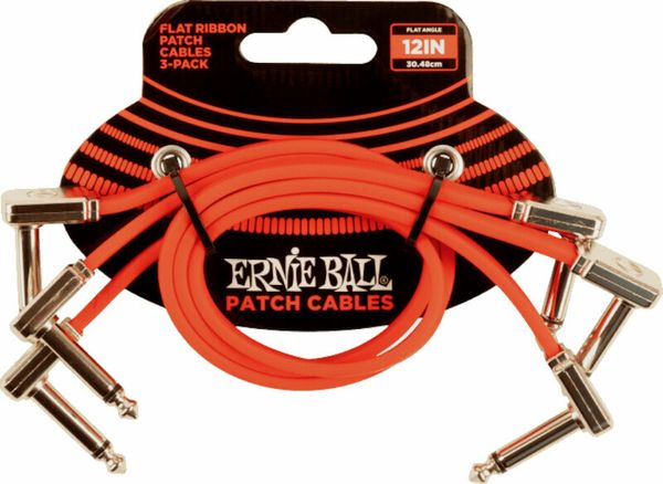 Ernie Ball Ernie Ball 12" Flat Ribbon Patch Cable Red 3-Pack 30 cm Ъглов - Ъглов Пач кабел