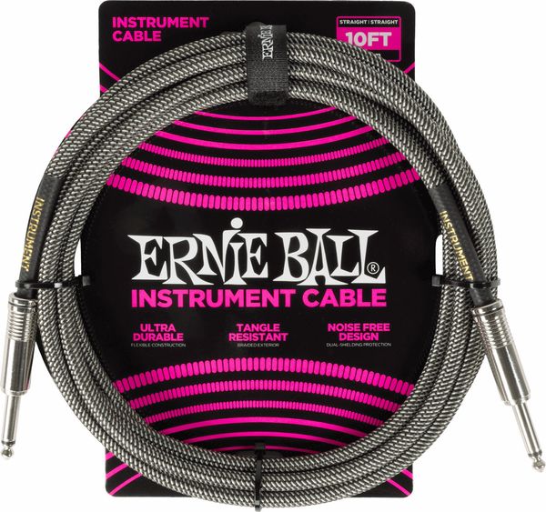 Ernie Ball Ernie Ball Braided Instrument Cable Straight/Straight 3 m Директен - Директен Инструментален кабел
