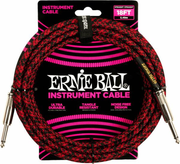 Ernie Ball Ernie Ball Braided Straight Straight Inst Cable 5,5 m Директен - Директен Инструментален кабел
