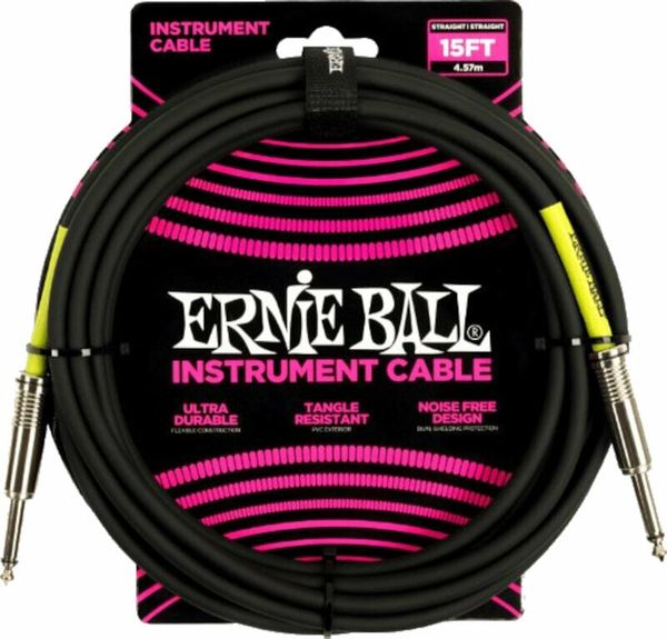 Ernie Ball Ernie Ball PVC Straight Straight Inst Cable Черeн 4,6 m Директен - Директен