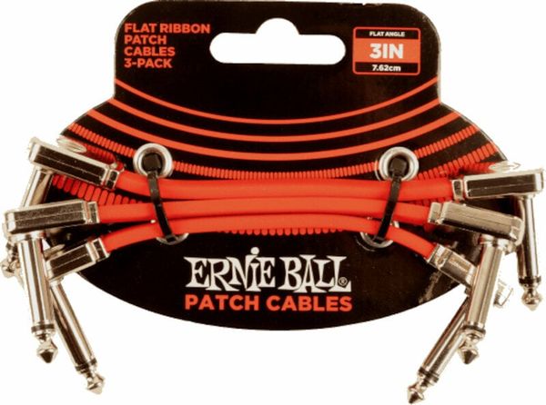 Ernie Ball Ernie Ball Flat Ribbon Patch Cable Червен 7,5 cm Ъглов - Ъглов