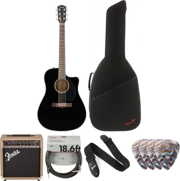 Fender Fender CD-60SCE Dreadnought WN Black Deluxe SET Черeн