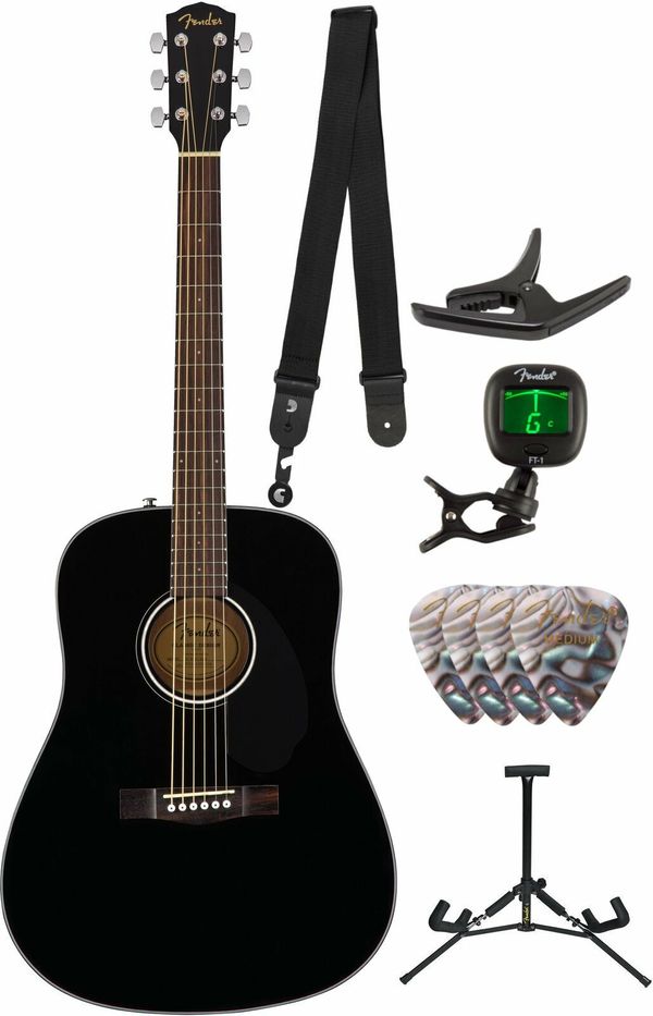 Fender Fender CD-60S Dreadnought WN Black Deluxe SET Черeн