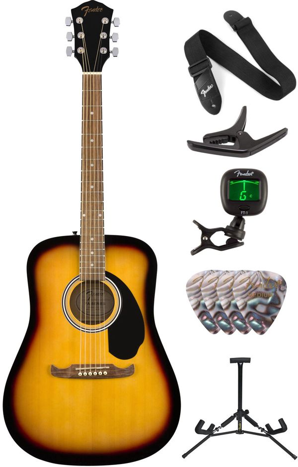 Fender Fender FA-125 Dreadnought Acoustic WN Sunburst Deluxe SET Сунбурст