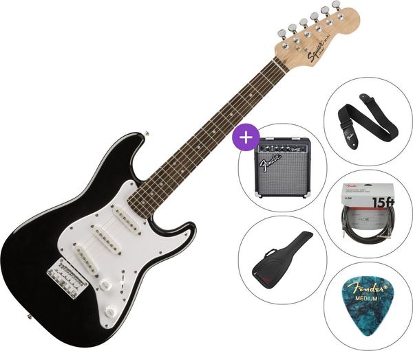Fender Squier Fender Squier Mini Strat V2 IL Black Deluxe SET Black Електрическа китара