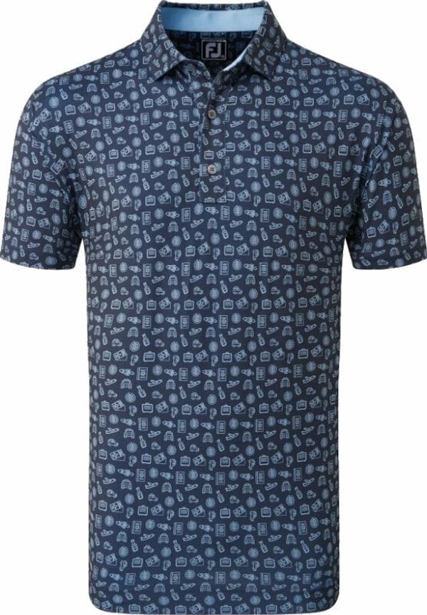 Footjoy Footjoy Travel Print Mens Polo Shirt Navy/True Blue XL