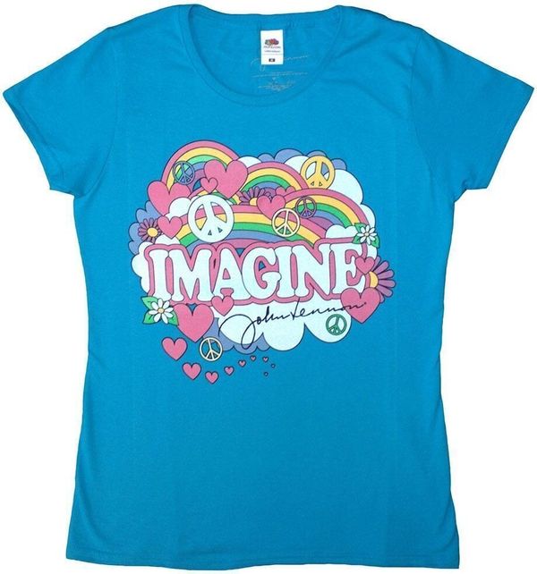 John Lennon John Lennon Риза Rainbows, Love & Peace Womens Light Blue M