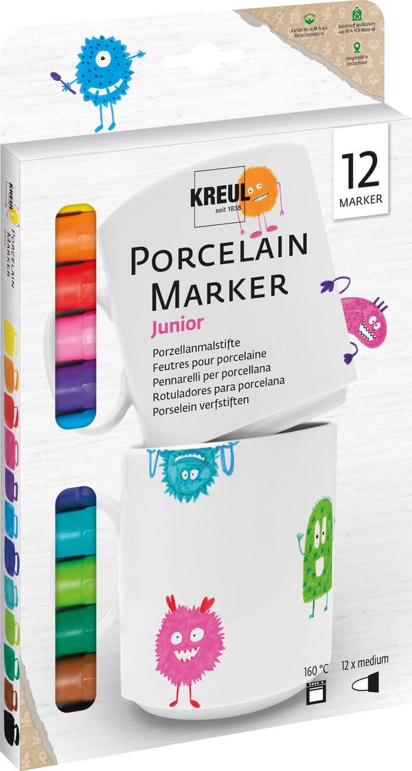 Kreul Kreul Porcelain Marker medium Junior Set Комплект маркери за керамика 12 бр