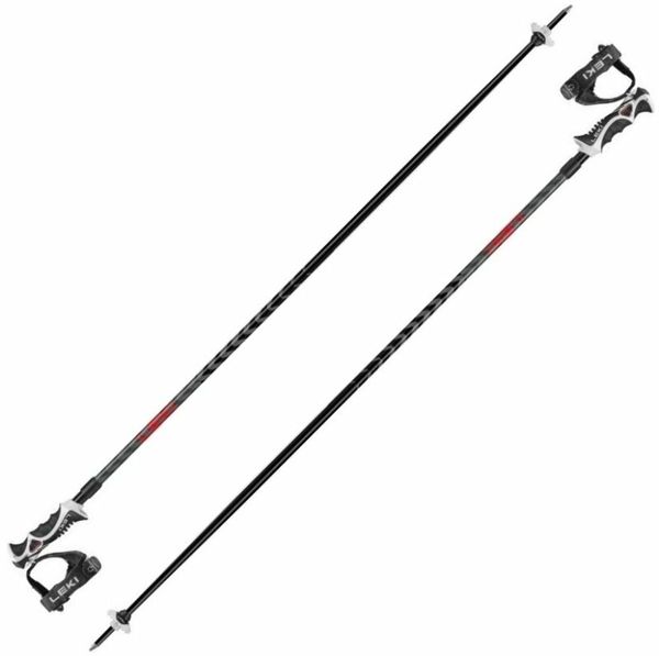 Leki Leki Hot Shot S Eloxal Black/Anodized Grey/Bright Red 135 cm Щеки за ски