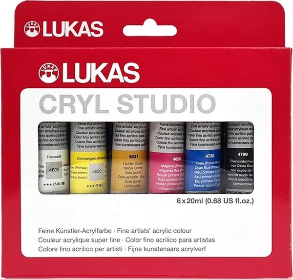Lukas Lukas Cryl Studio Cardboard Box Комплект акрилни бои 6 x 20 ml
