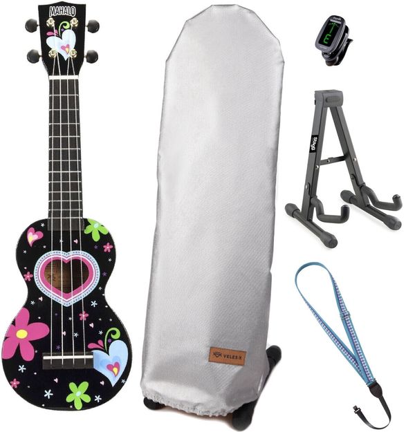 Mahalo Mahalo Soprano Ukulele Heart Black SET Сопрано укулеле Heart Black