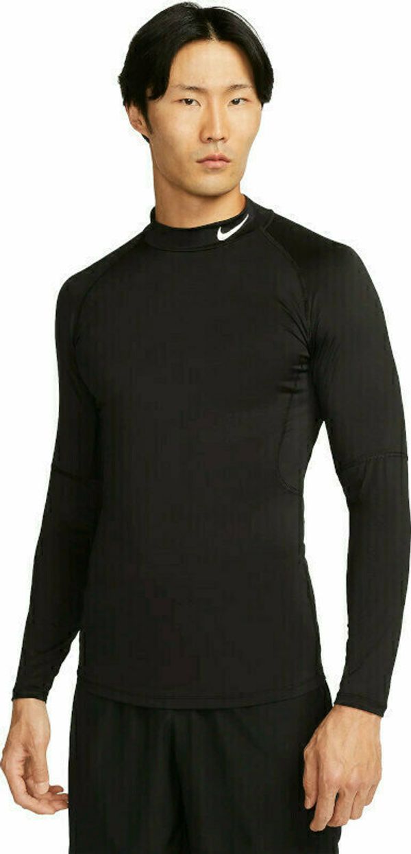 Nike Nike Dri-Fit Fitness Mock-Neck Long-Sleeve Mens Top Black/White XL Фитнес тениска