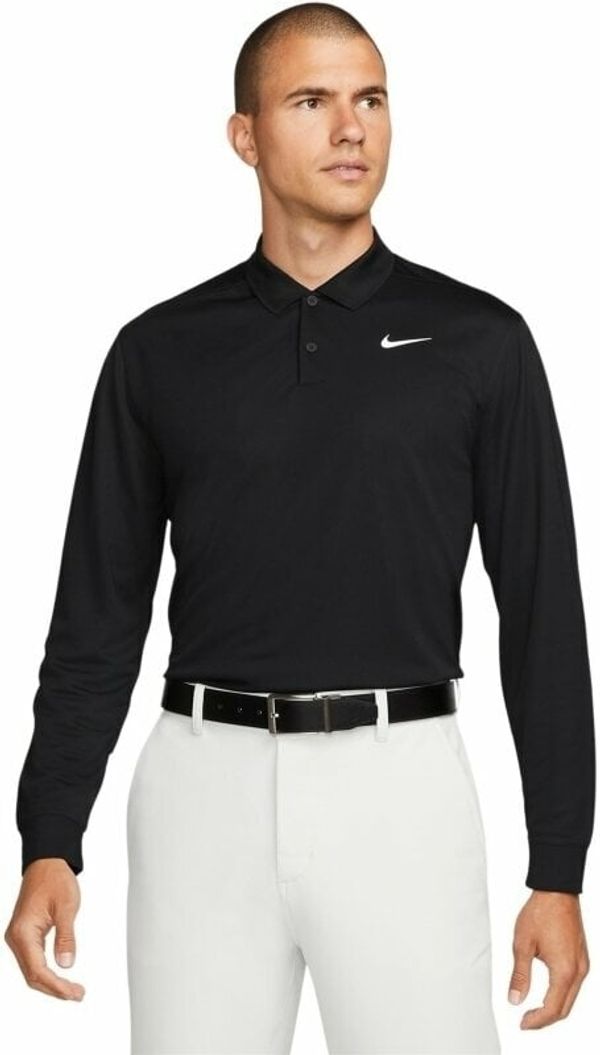 Nike Nike Dri-Fit Victory Solid Mens Long Sleeve Polo Black/White M