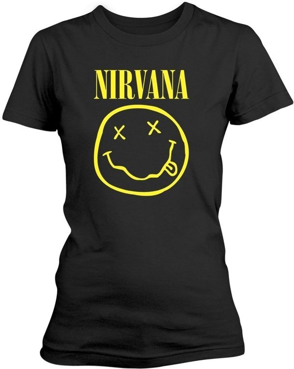 Nirvana Nirvana Риза Yellow Happy Face Womens Black L