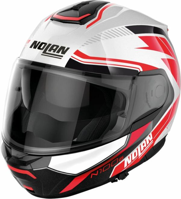 Nolan Nolan N100-6 Surveyor N-Com Metal White Red/Black S Каска