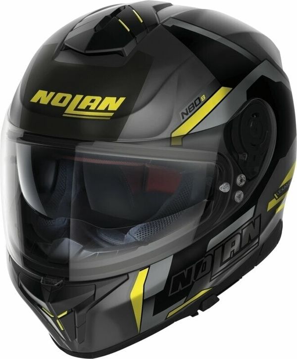 Nolan Nolan N80-8 Wanted N-Com Flat Lava Grey Black/Yellow S Каска