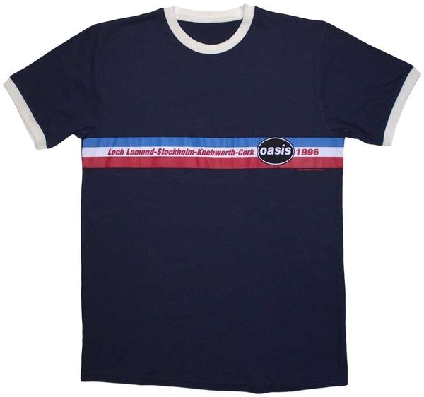 Oasis Oasis Риза 1996 Tour Horizontal Stripes Ringer Unisex Navy Blue S