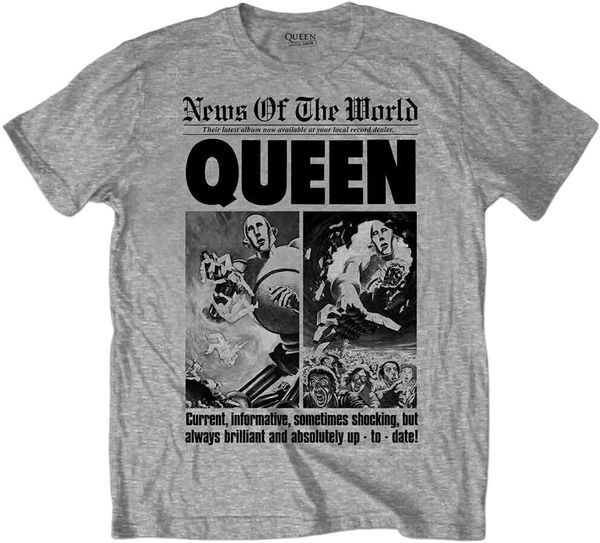 Queen Queen Риза News of the World 40th Front Page Unisex Grey 2XL