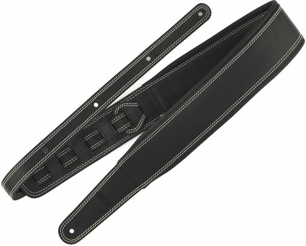 Richter Richter Springbreak I Black Кожен колан за китара Black With White Stitches