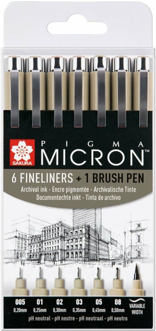 Sakura Sakura Pigma Micron Fineliner Технически химикалки Black 7 бр